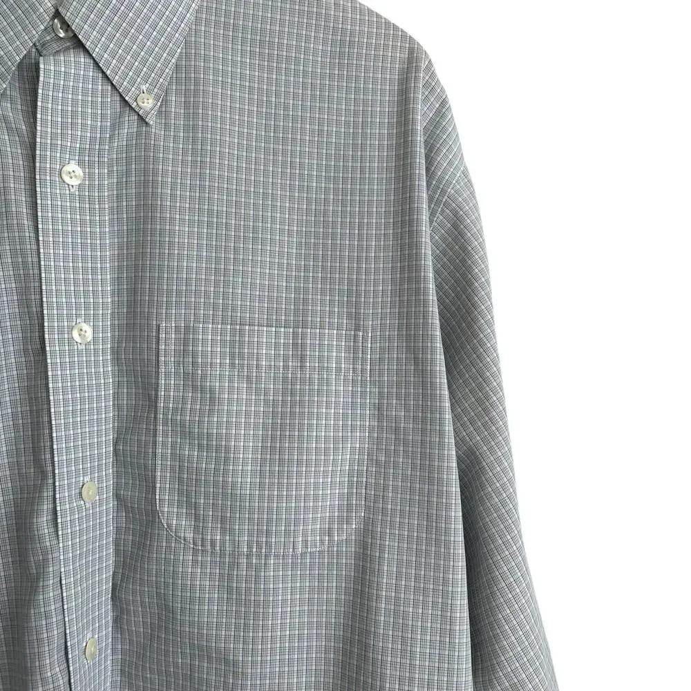 Brooks Brothers Mens‎ Shirt XL Blue Checked Button Up Preppy Travel Officewear